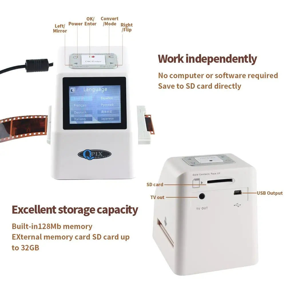 QPIX 35MM Film Scanner Converts Negative And Slide Rolls