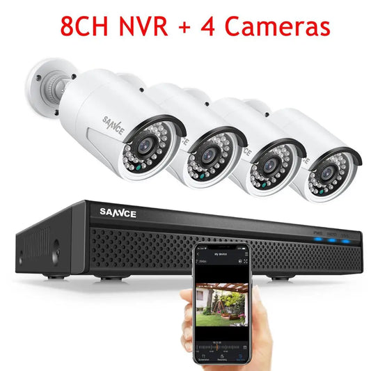 Sannce 5MP POE NVR Surveillance System With Four IP Cameras