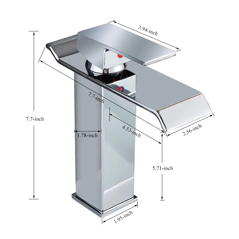 Rozin Waterfall Bathroom Basin Faucet Single Lever Hot Cold Mixer