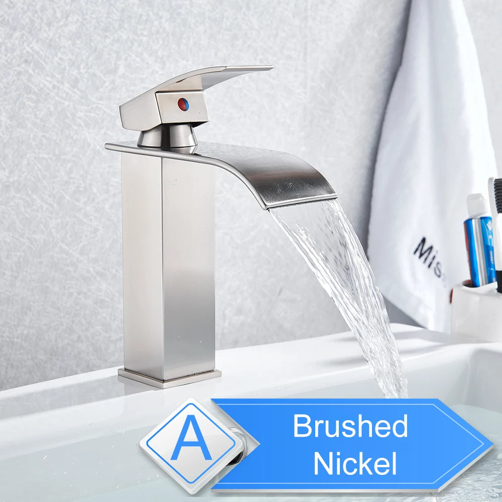 Rozin Waterfall Bathroom Basin Faucet Single Lever Hot Cold Mixer