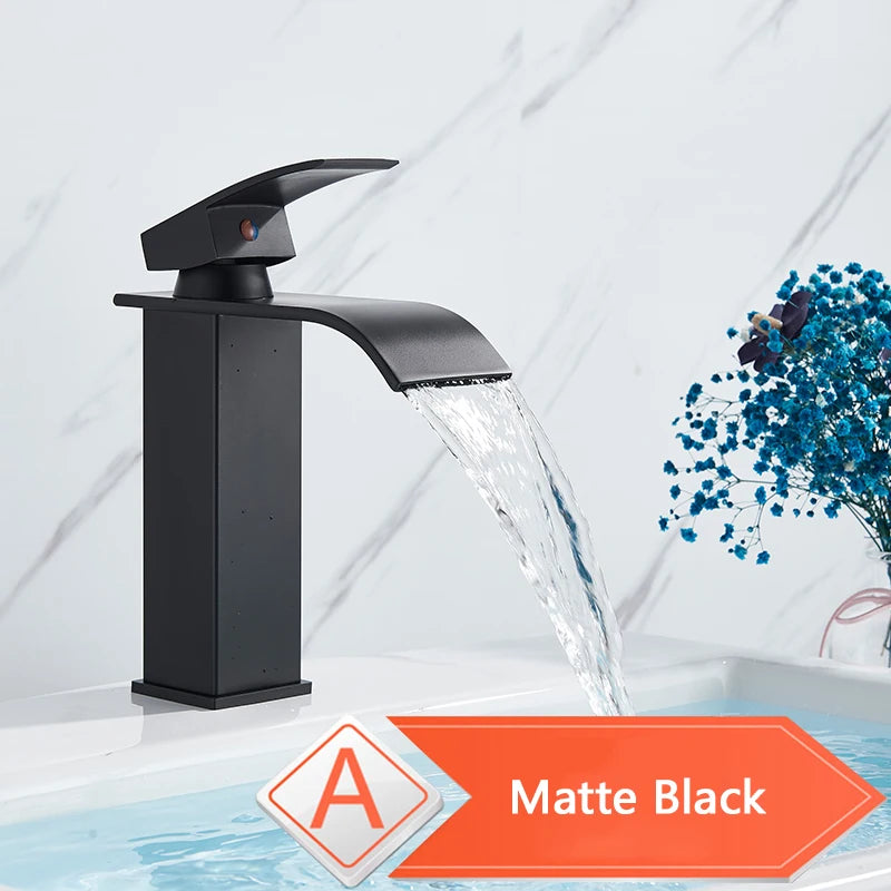 Rozin Waterfall Bathroom Basin Faucet Single Lever Hot Cold Mixer
