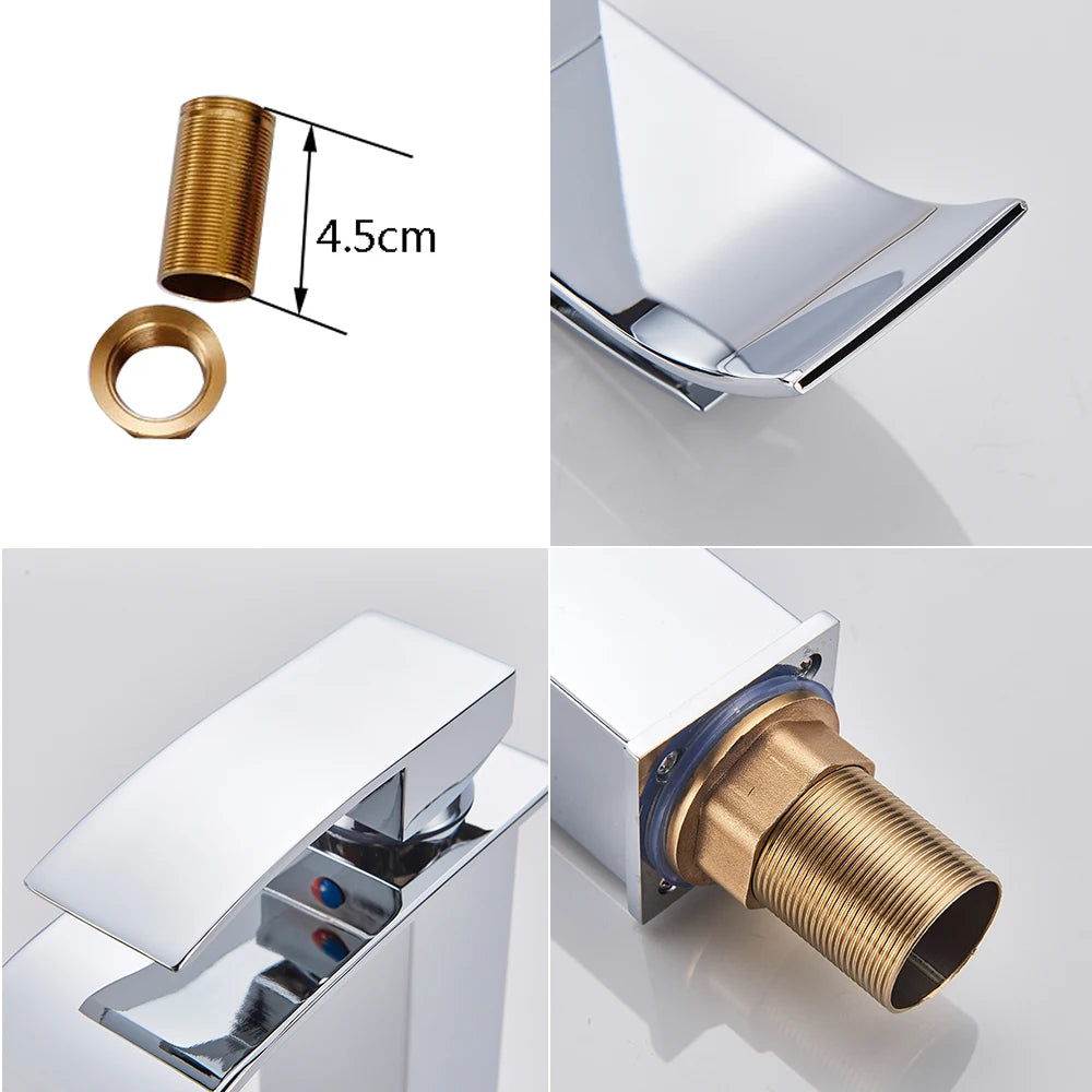 Rozin Waterfall Bathroom Basin Faucet Single Lever Hot Cold Mixer