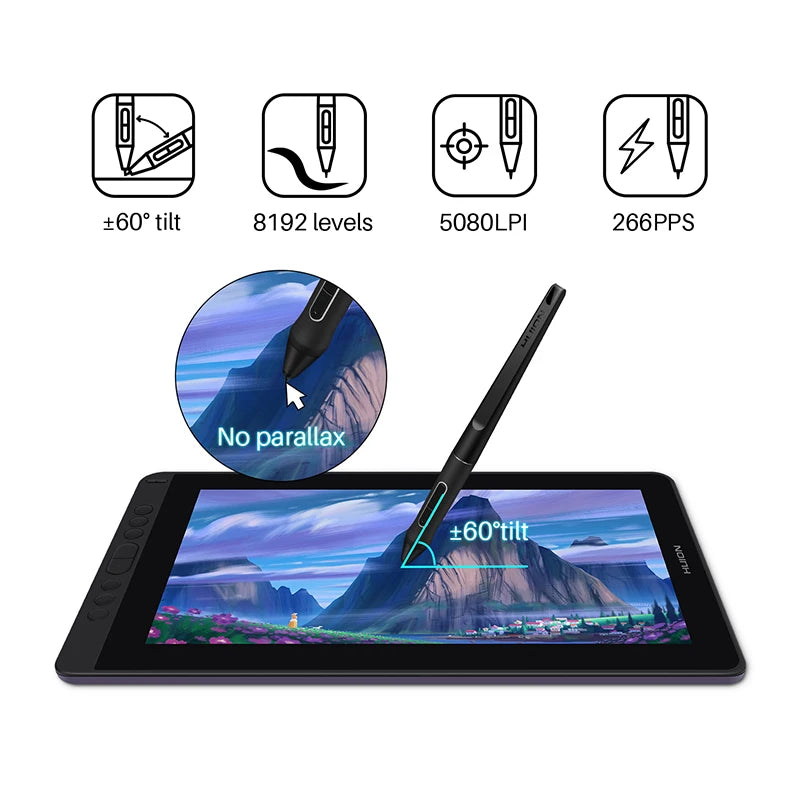 Huion Kamvas 13 Graphics Tablet Monitor With Battery Free Stylus