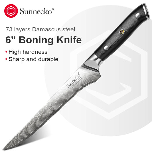 Sunnecko VG10 Damascus Steel Boning Fillet Kitchen Knife