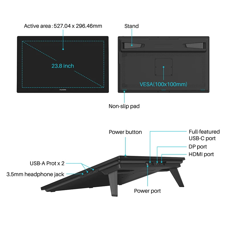 Huion Kamvas Pro 4K Graphics Display With Built In Stand