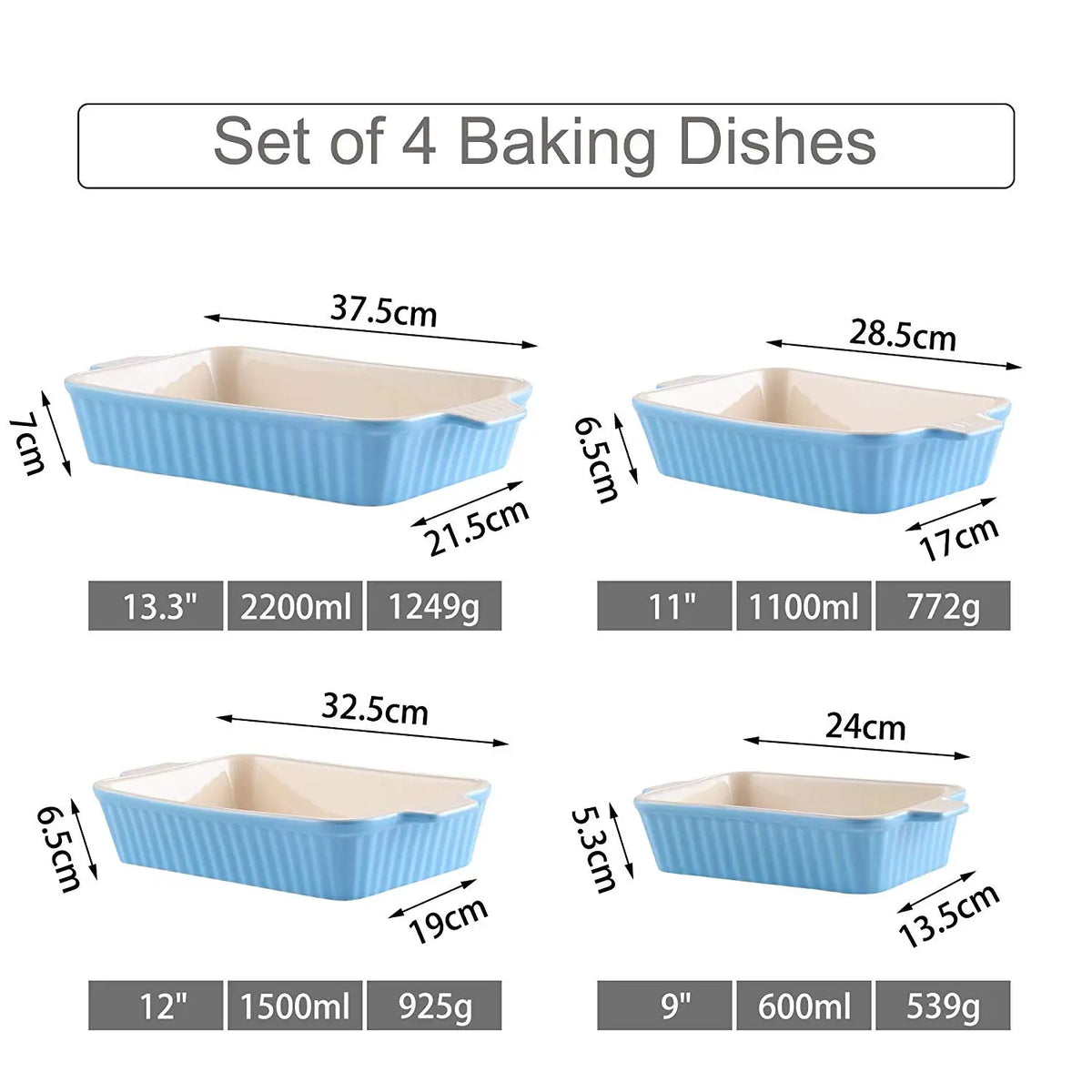 Malacasa Ceramic Baking Dish Set For Oven To Table Serving