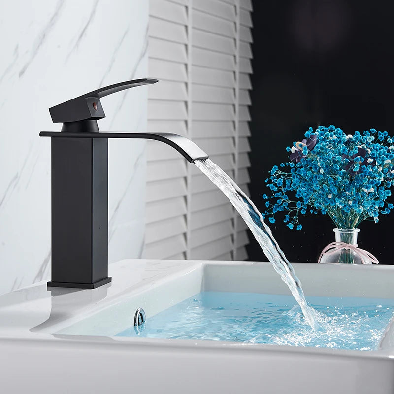 Rozin Waterfall Bathroom Basin Faucet Single Lever Hot Cold Mixer