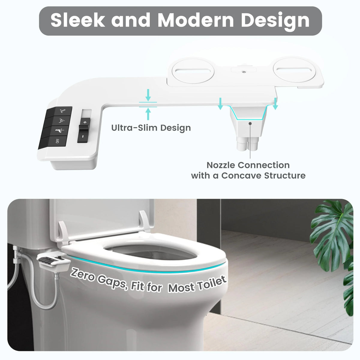 Dual Nozzle Manual Bidet Attachment With Adjustable Water Pressure Control
