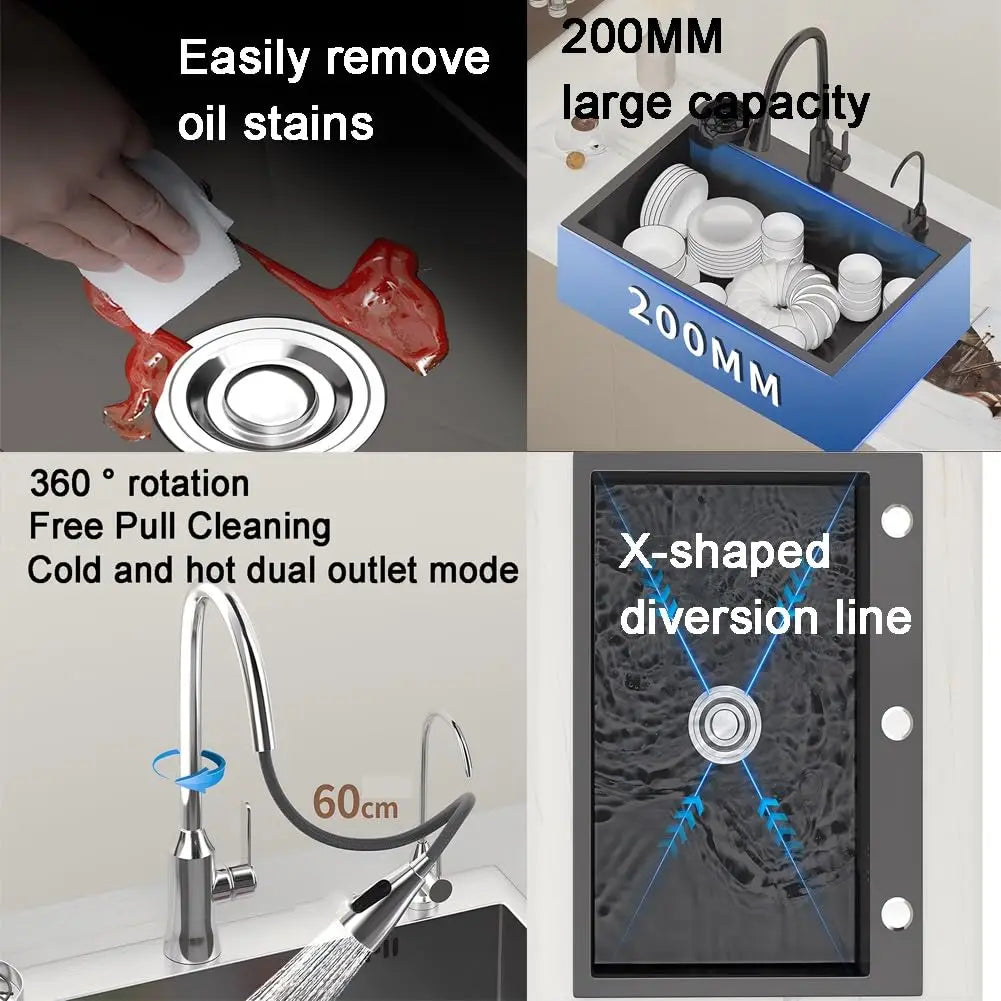 Stainless Steel Single Bowl Kitchen Sink With Pull Out Faucet
