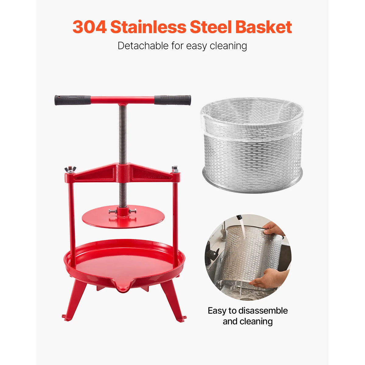 SucceBuy Stainless Steel Manual Fruit Wine Press for Juice Making