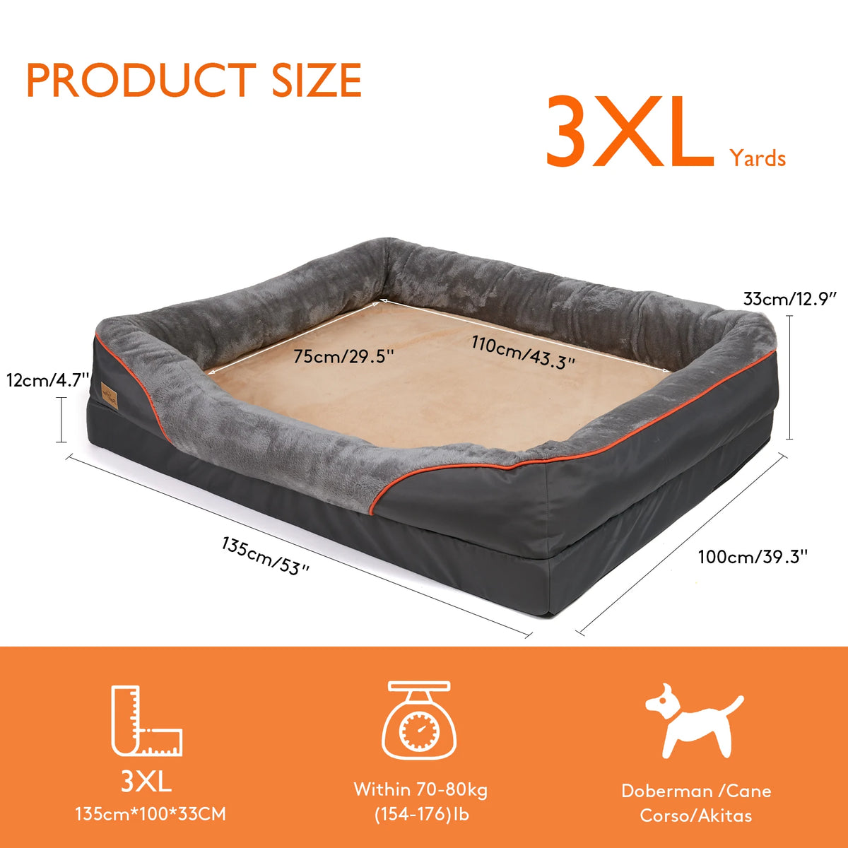 BINGOPAW Removable Cover Foam Dog Bed With Washable Waterproof Design