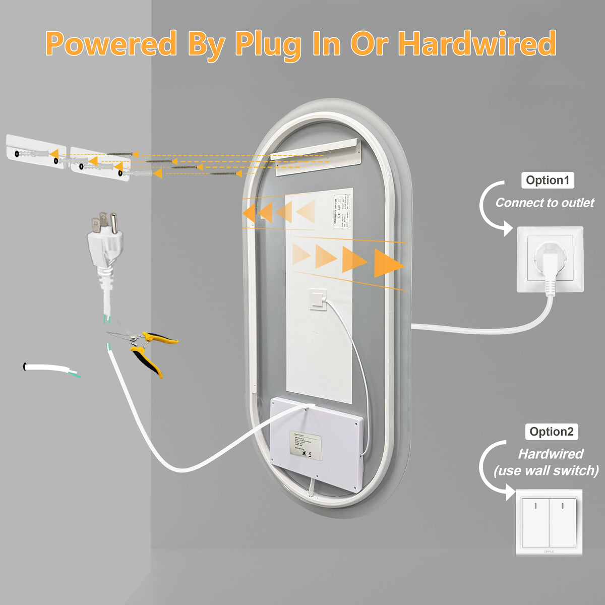 BORWART Smart Anti Fog Dimmable Oval LED Bathroom Mirror