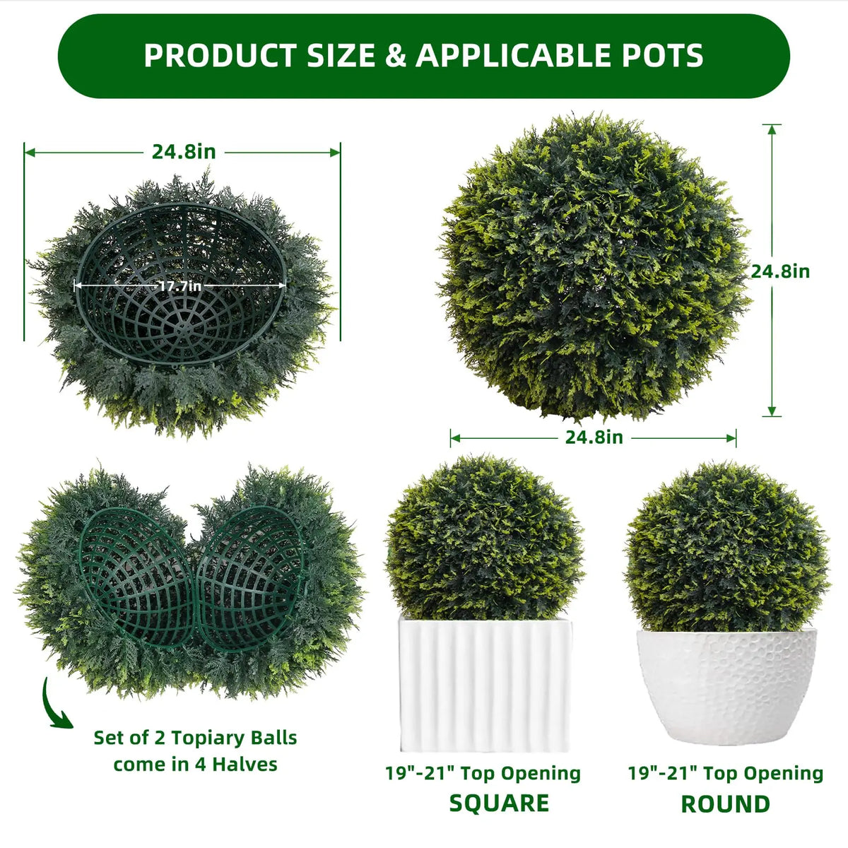 Studyset Artificial Cedar Topiary Balls Set of 2 Outdoor Decor