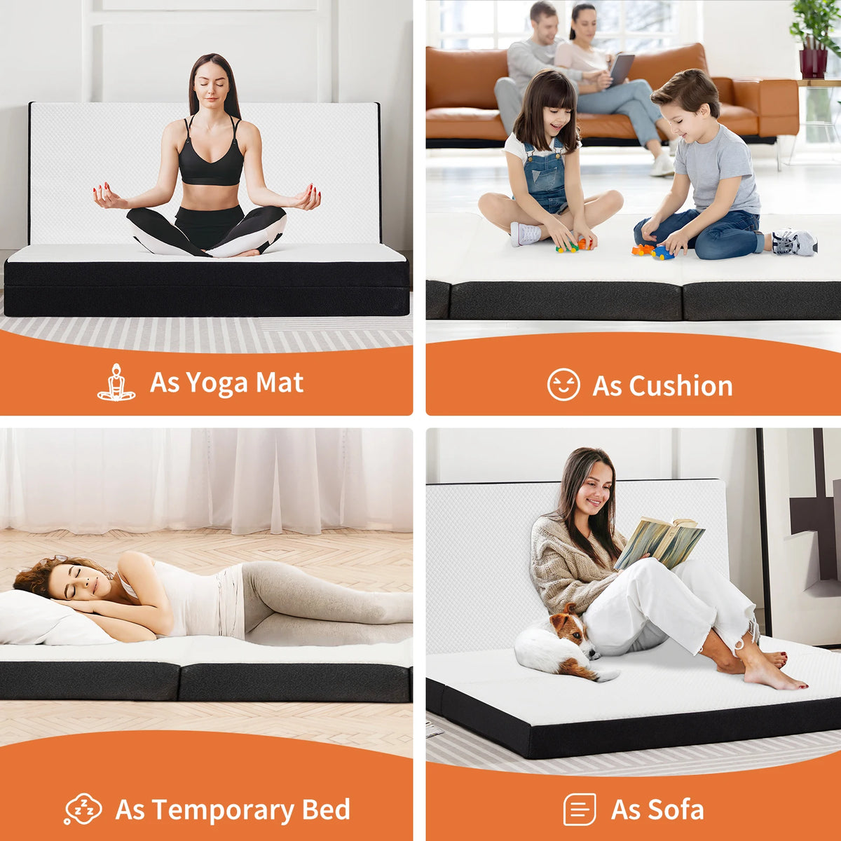 JHK Tri-Fold Memory Foam Mattress With Washable Cover For Travel