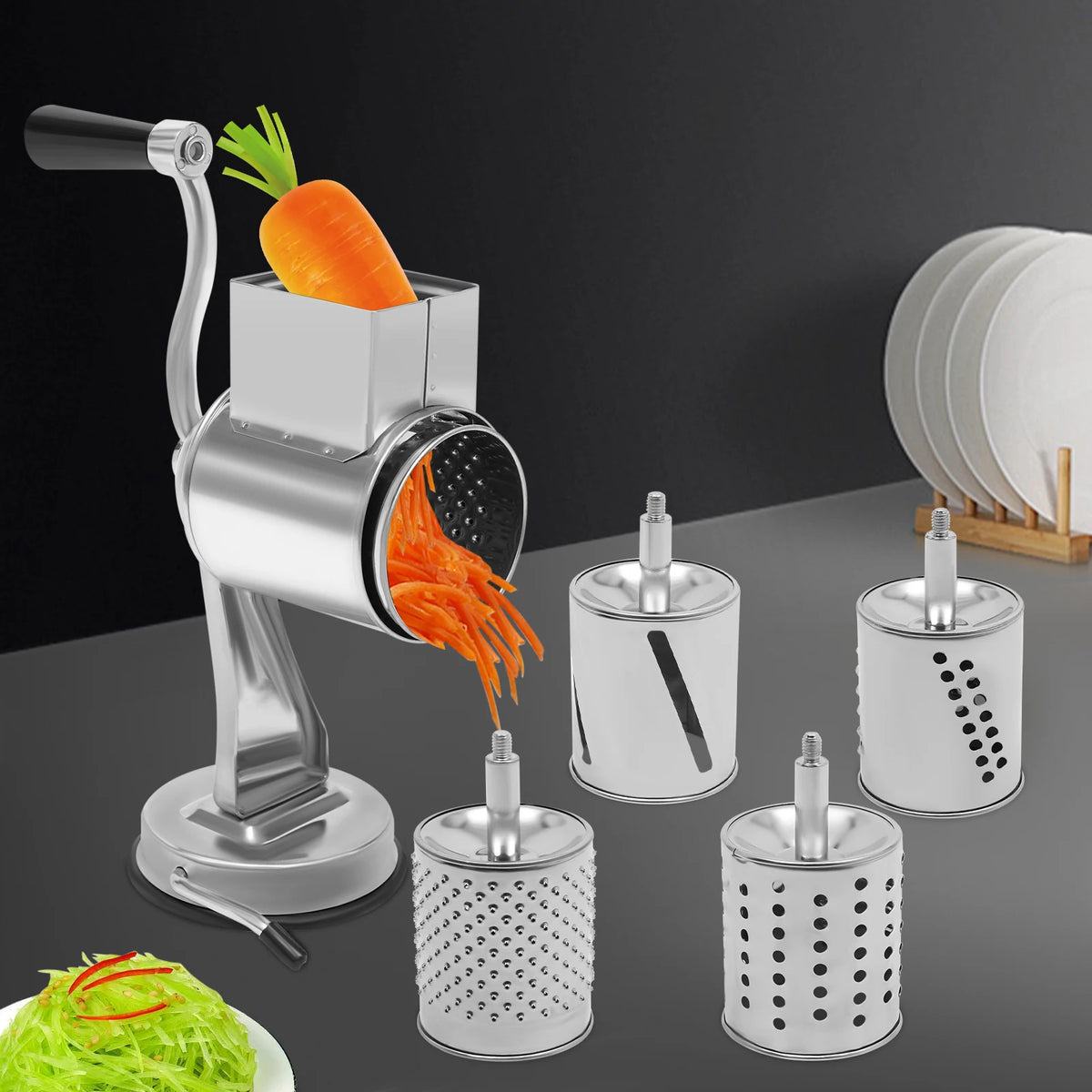Stainless Steel Rotary Grater With Five Blades For Vegetables