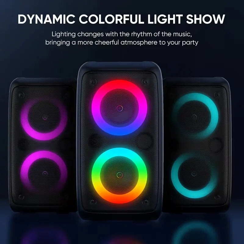 Xmebxpk Bluetooth Karaoke Party Speaker With Microphone And LED Lights
