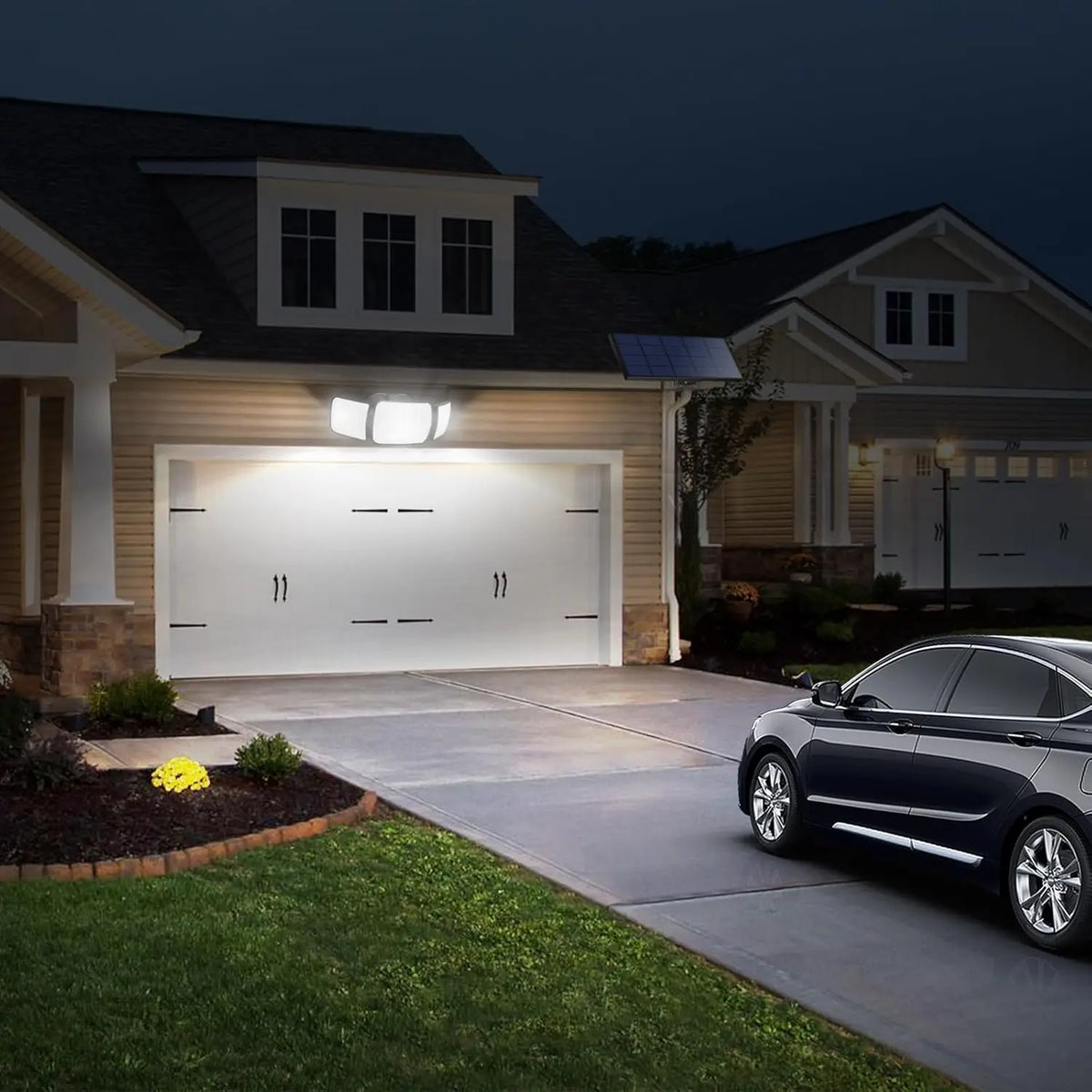 Intelamp Outdoor Solar LED Security Spotlight With Motion Sensors