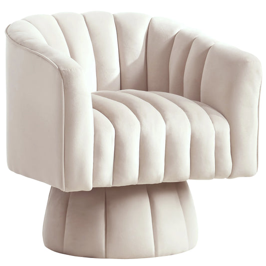 KORSER Modern Velvet Swivel Barrel Accent Chair For Living Rooms