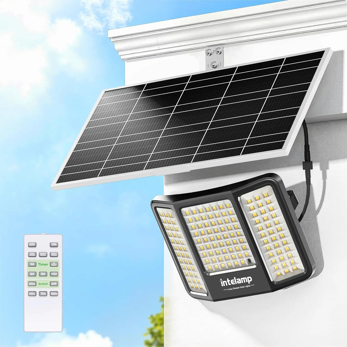 Intelamp Outdoor Solar Flood Lights With Dusk To Dawn Sensor