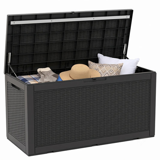 Outdoor Resin Rattan Waterproof Storage Deck Box With Lid