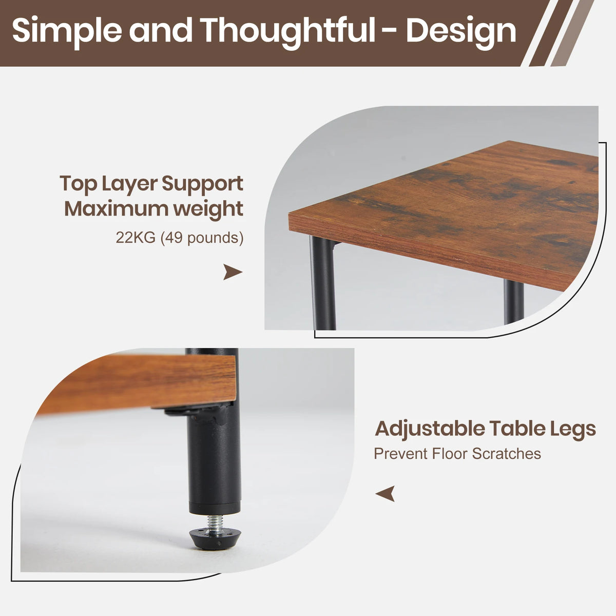 JHK Modern Steel Frame Side Table for Home Living Spaces