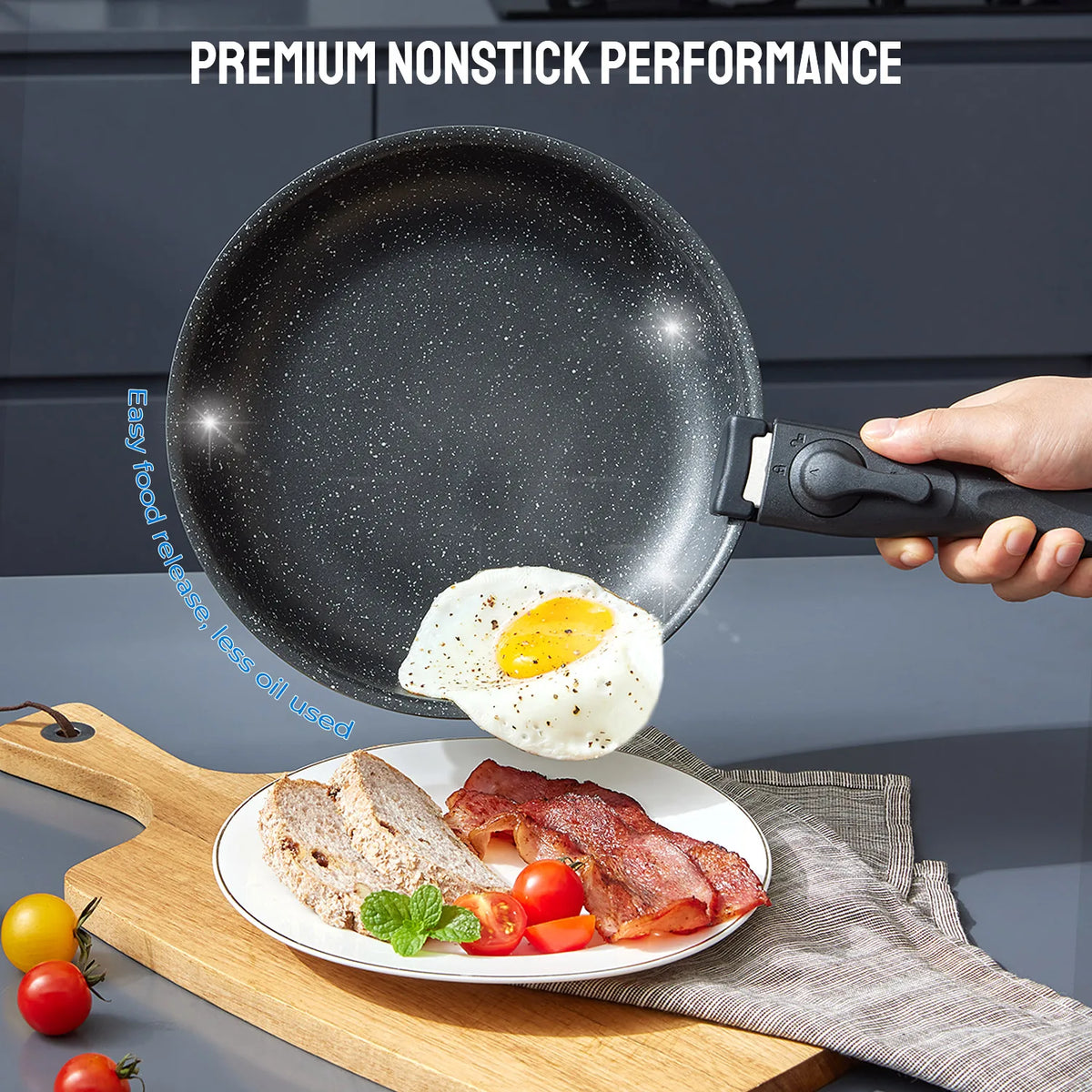 Durable Induction Cookware Set With Removable Handles And Nonstick Finish
