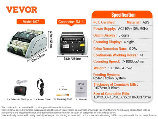 SucceBuy Money Counter With UV MG IR Counterfeit Bill Detection