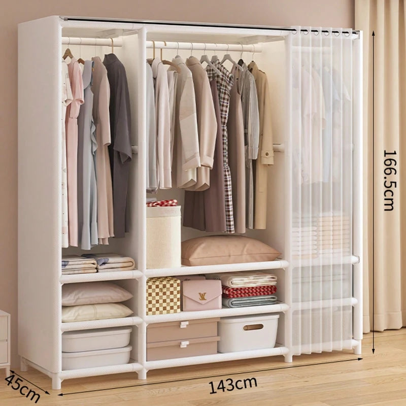 Portable Wardrobe Closet With Drawers Hanging Rods And Storage Shelves