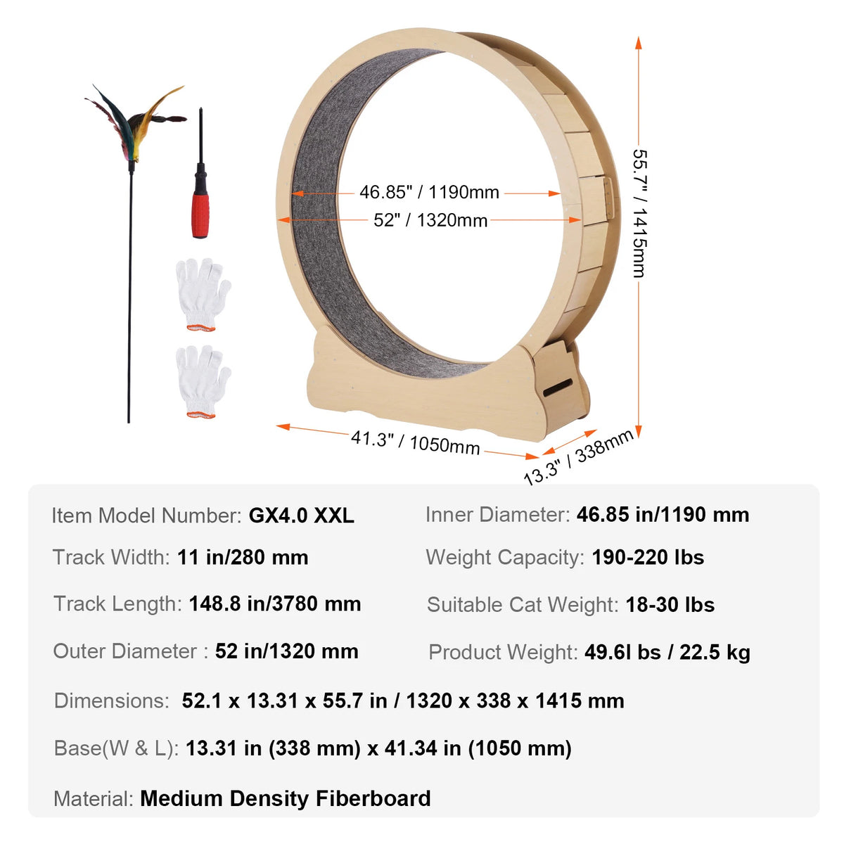 SucceBuy Wooden Cat Exercise Wheel For Indoor Cat Running