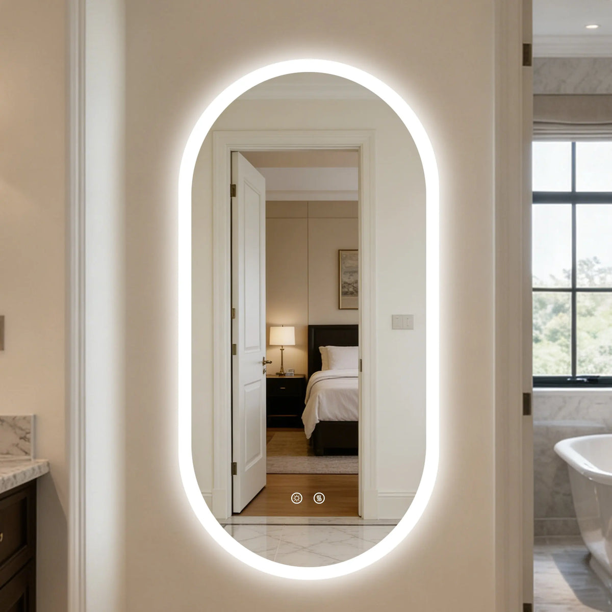 BORWART Smart Anti Fog Dimmable Oval LED Bathroom Mirror