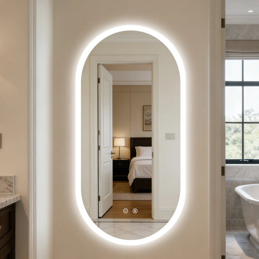 BORWART Smart Anti Fog Dimmable Oval LED Bathroom Mirror