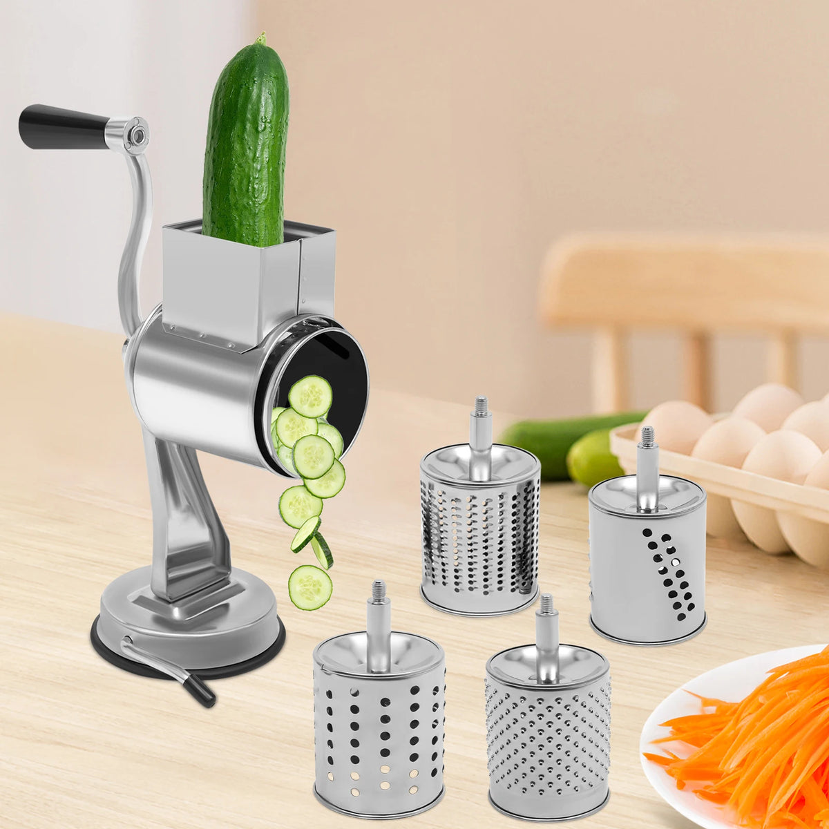 Stainless Steel Rotary Grater With Five Blades For Vegetables
