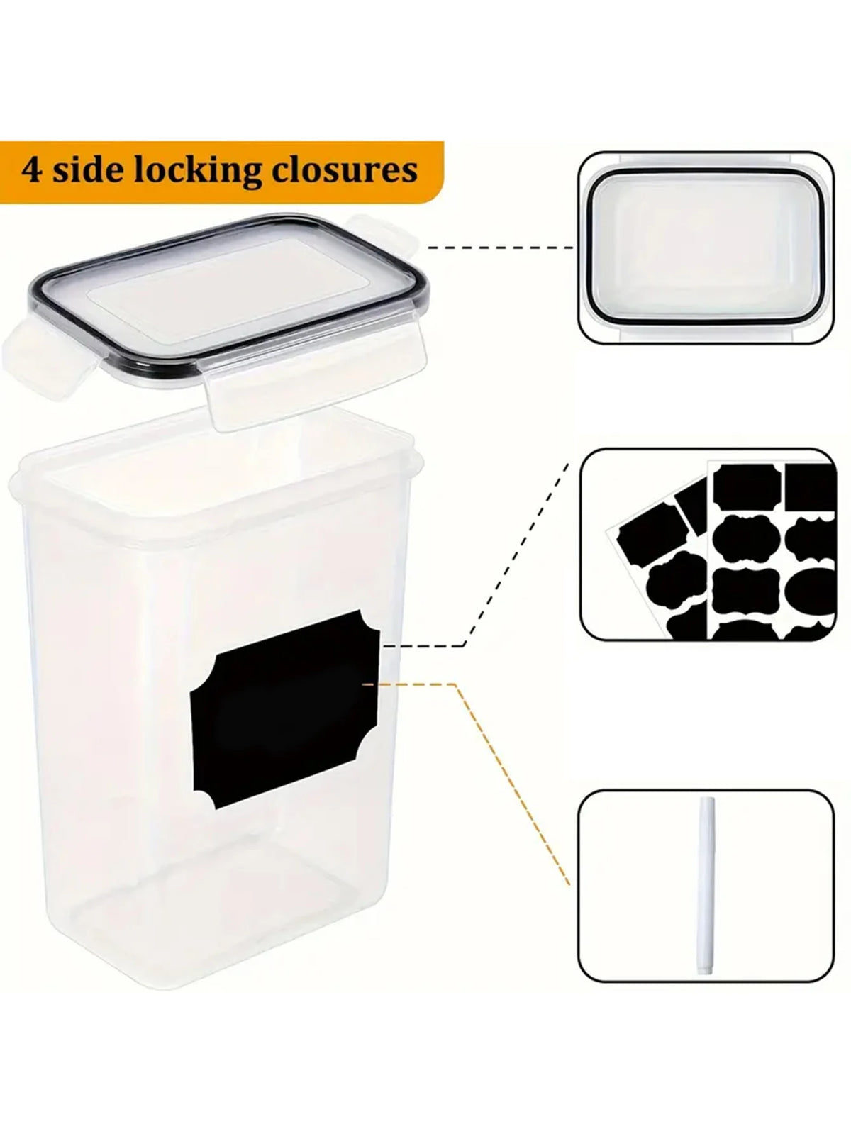 Airtight Food Storage Containers With Labels For Fresh Kitchen Organization
