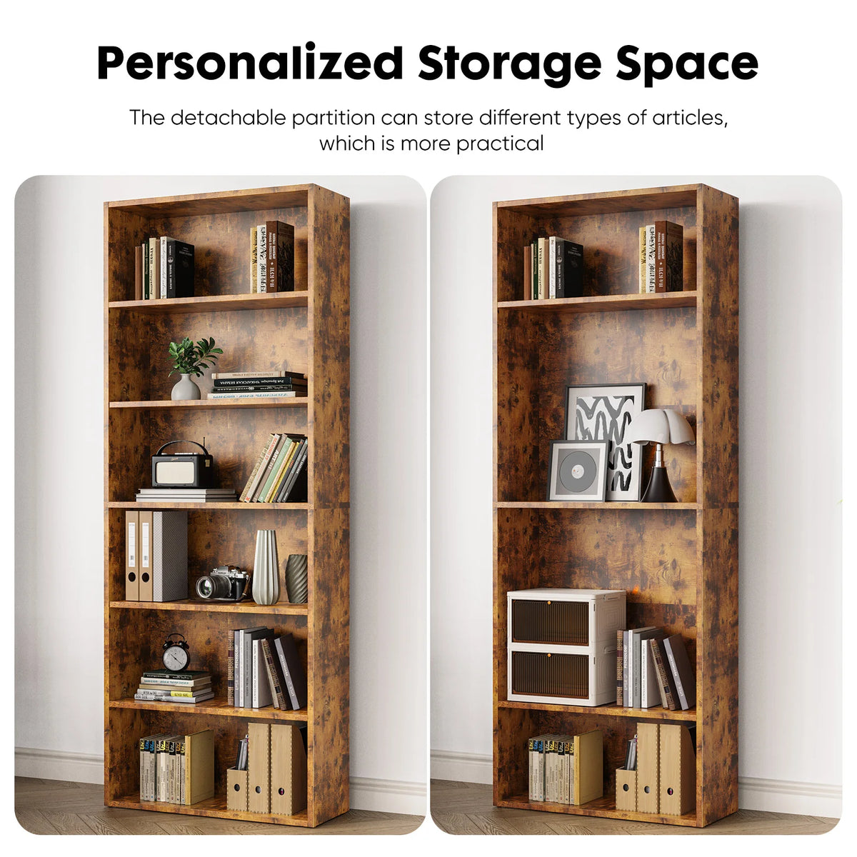 Jhk Modern Wooden Bookcase Open Floor Standing Shelf Home Storage