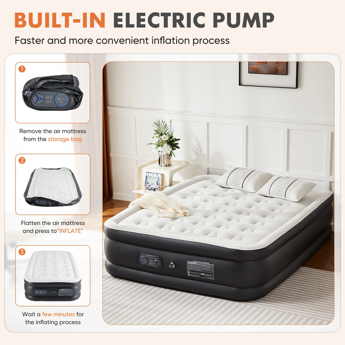 MCQ Air Mattress With Built In Pump And Non-Slip Base
