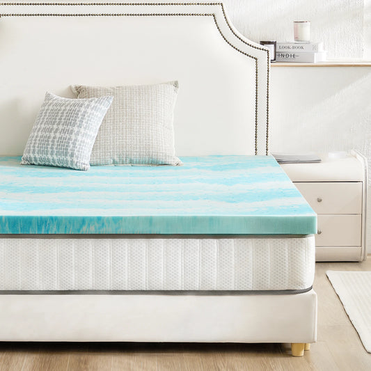 JHK Gel Memory Foam Mattress Topper For Soft Breathable Comfort