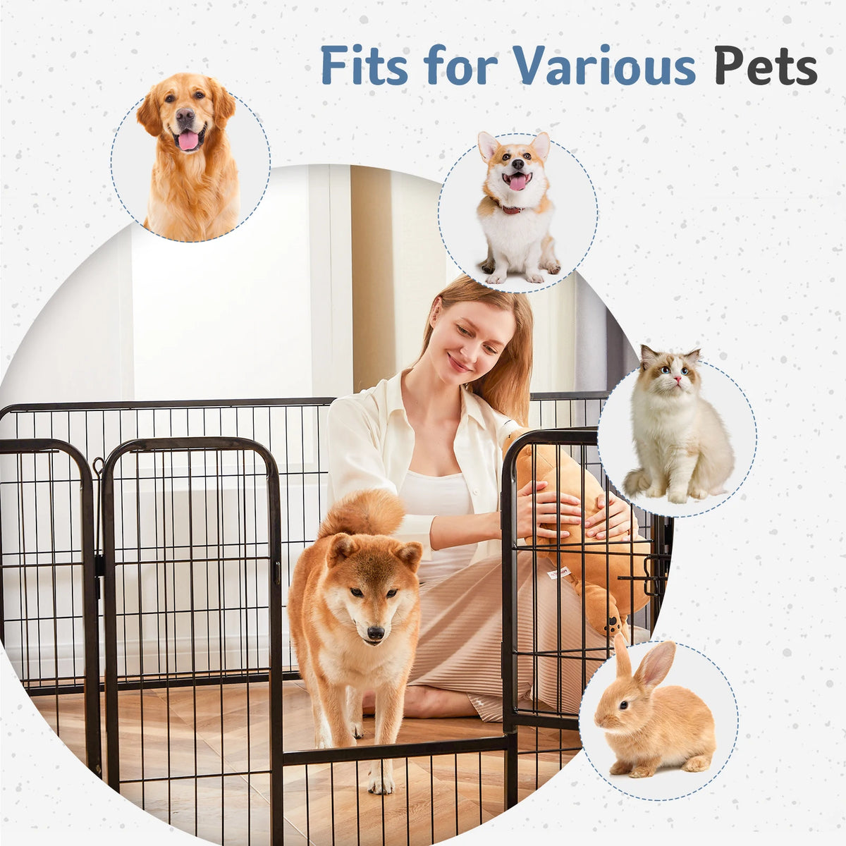 JHK Foldable Metal Dog Playpen For Yard And Camping