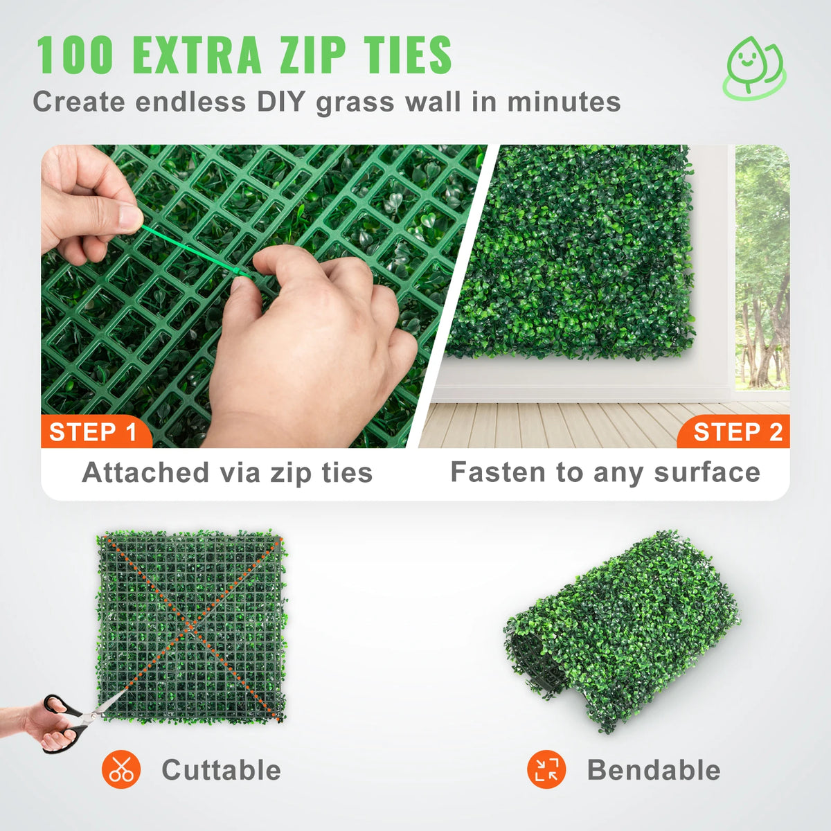UV Protected Artificial Boxwood Panels Privacy Screen Wall Mat