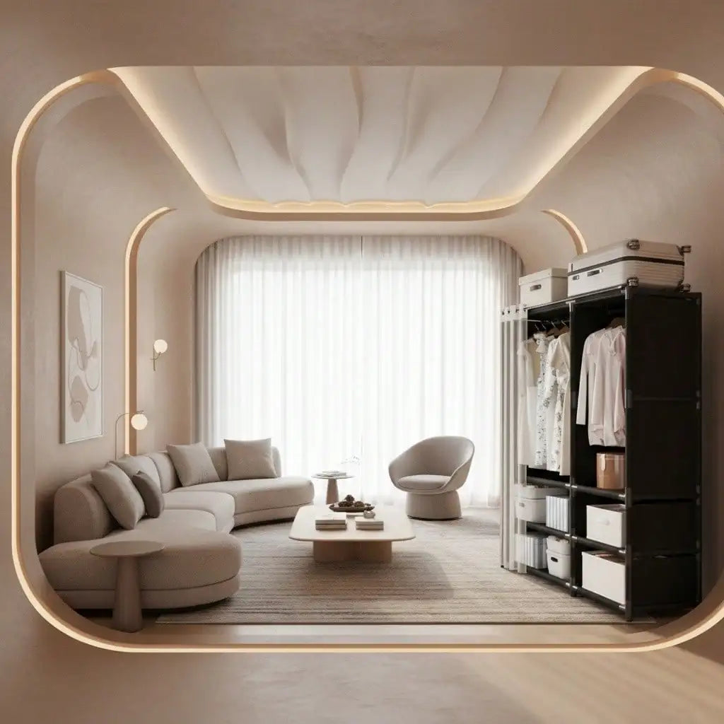 Portable Wardrobe Closet With Drawers Hanging Rods And Storage Shelves