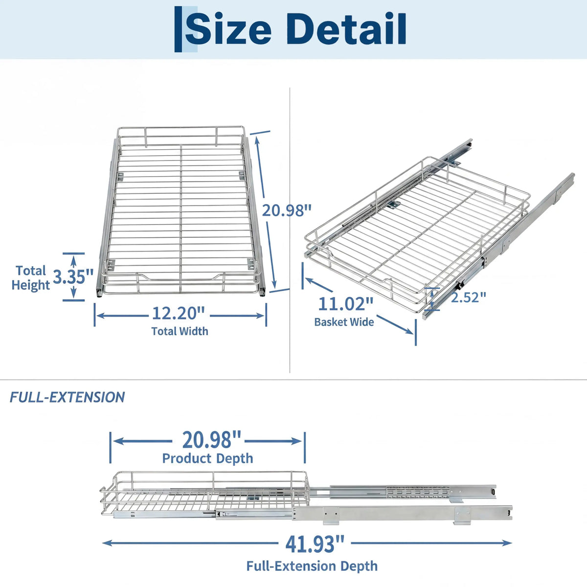 HiMISS Pull Out Cabinet Organizer With Full Extension Slide Drawer
