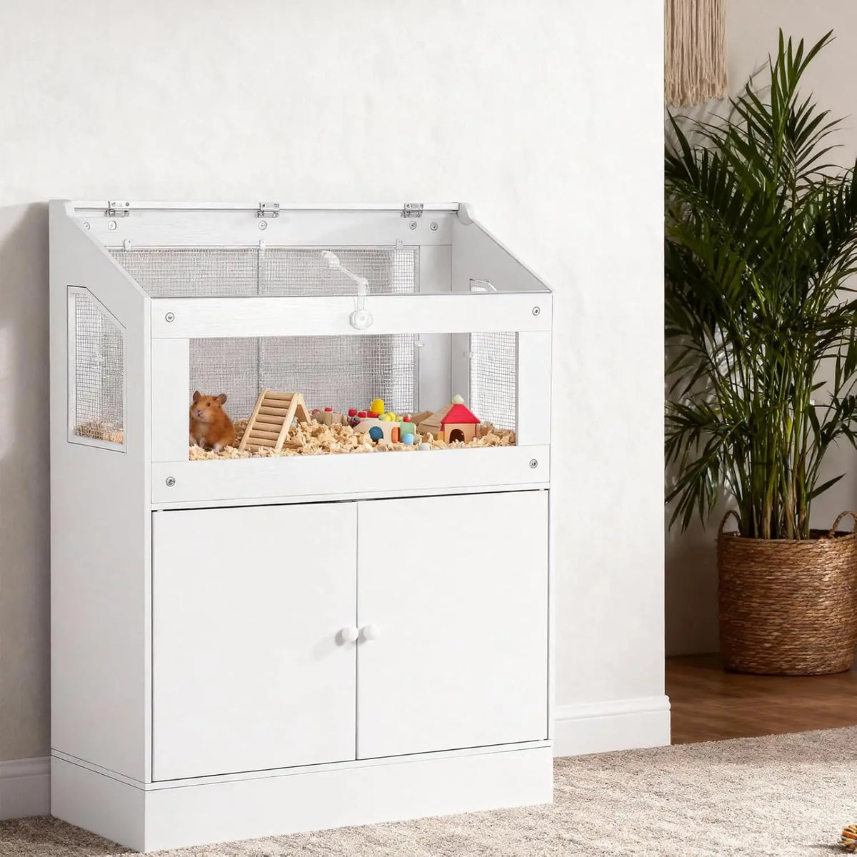 HiMISS Acrylic Small Animal Cage With Storage Cabinet Habitat