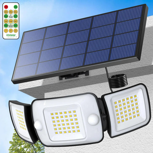 Intelamp Outdoor Solar LED Security Spotlight With Motion Sensors