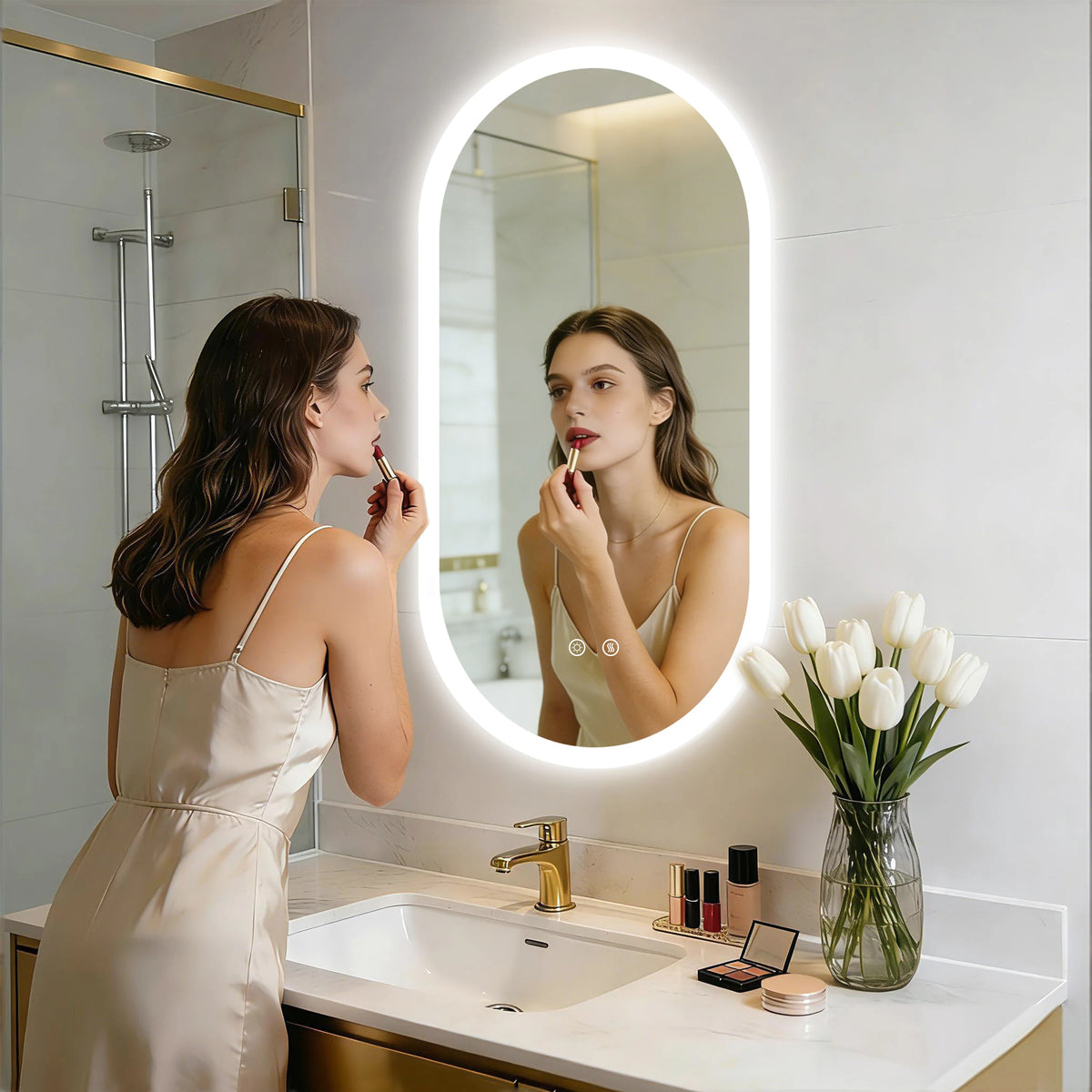 BORWART Smart Anti Fog Dimmable Oval LED Bathroom Mirror
