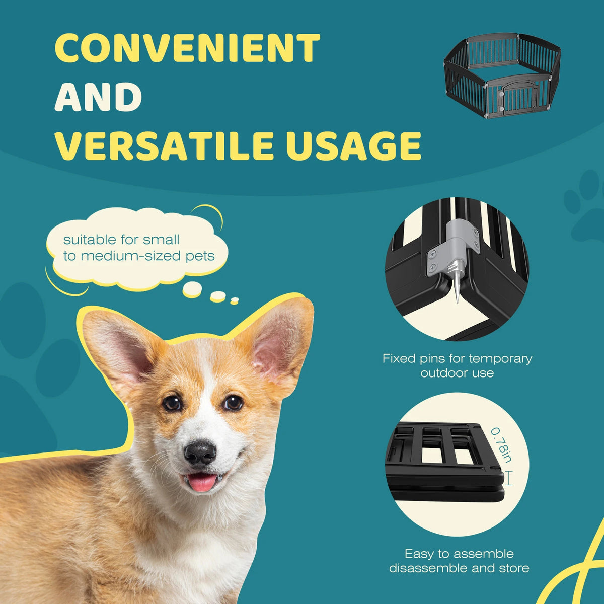 JHK Plastic Dog Playpen And Pet Fence For Medium Dogs