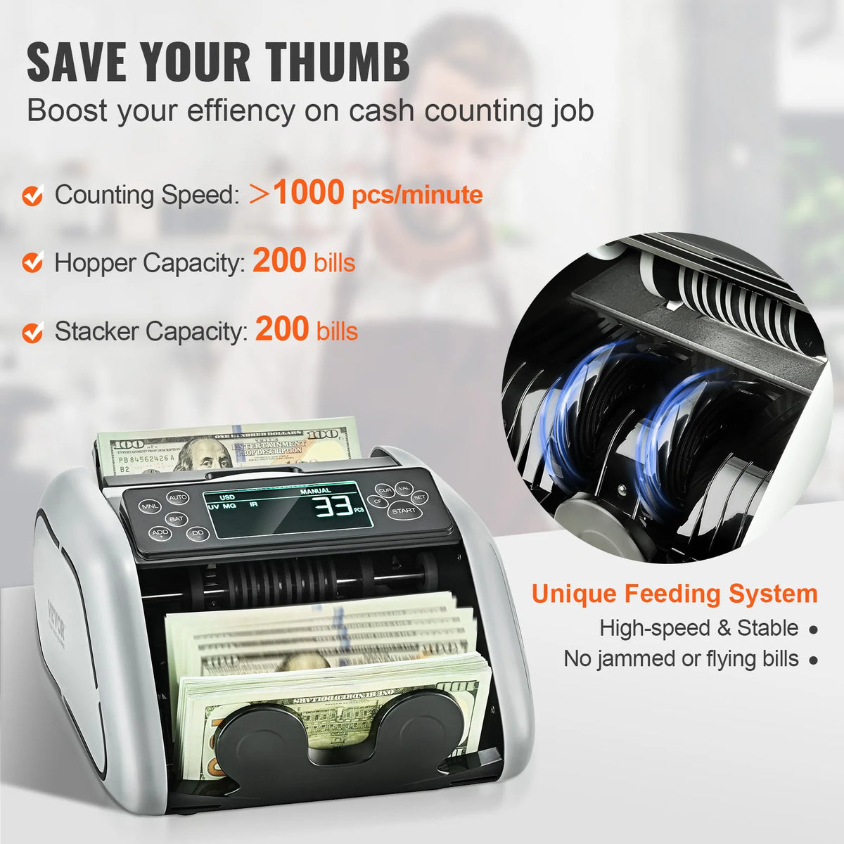 SucceBuy Money Counter With UV MG IR Counterfeit Bill Detection