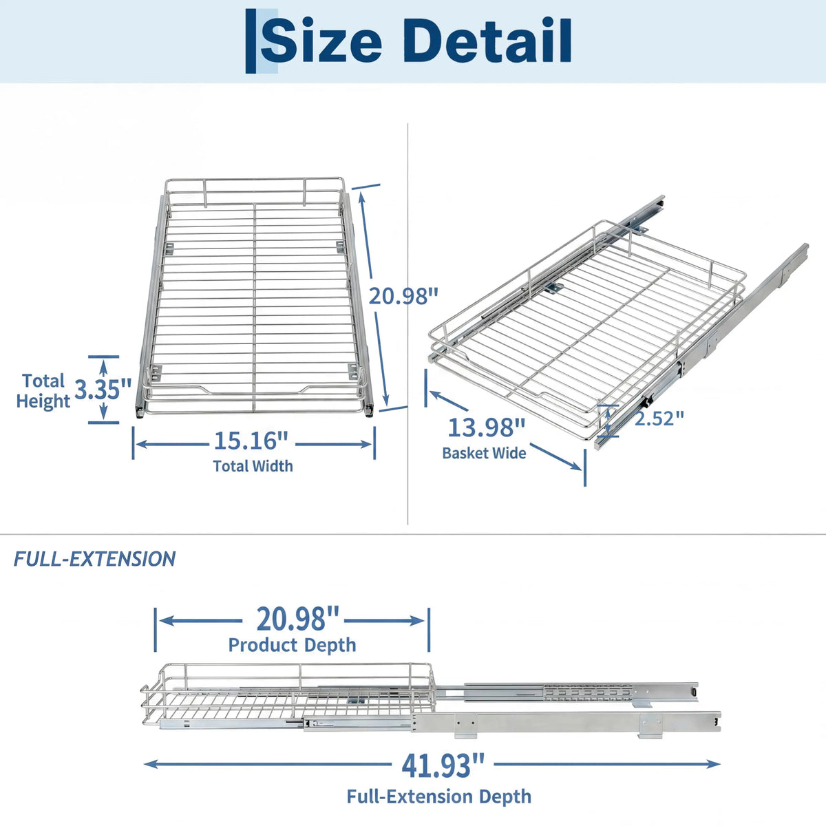 HiMISS Pull Out Cabinet Organizer With Full Extension Slide Drawer