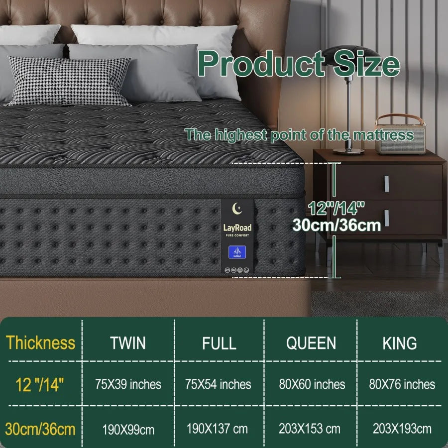 LayRoad Memory Foam Spring Mattress With Medium Firmness