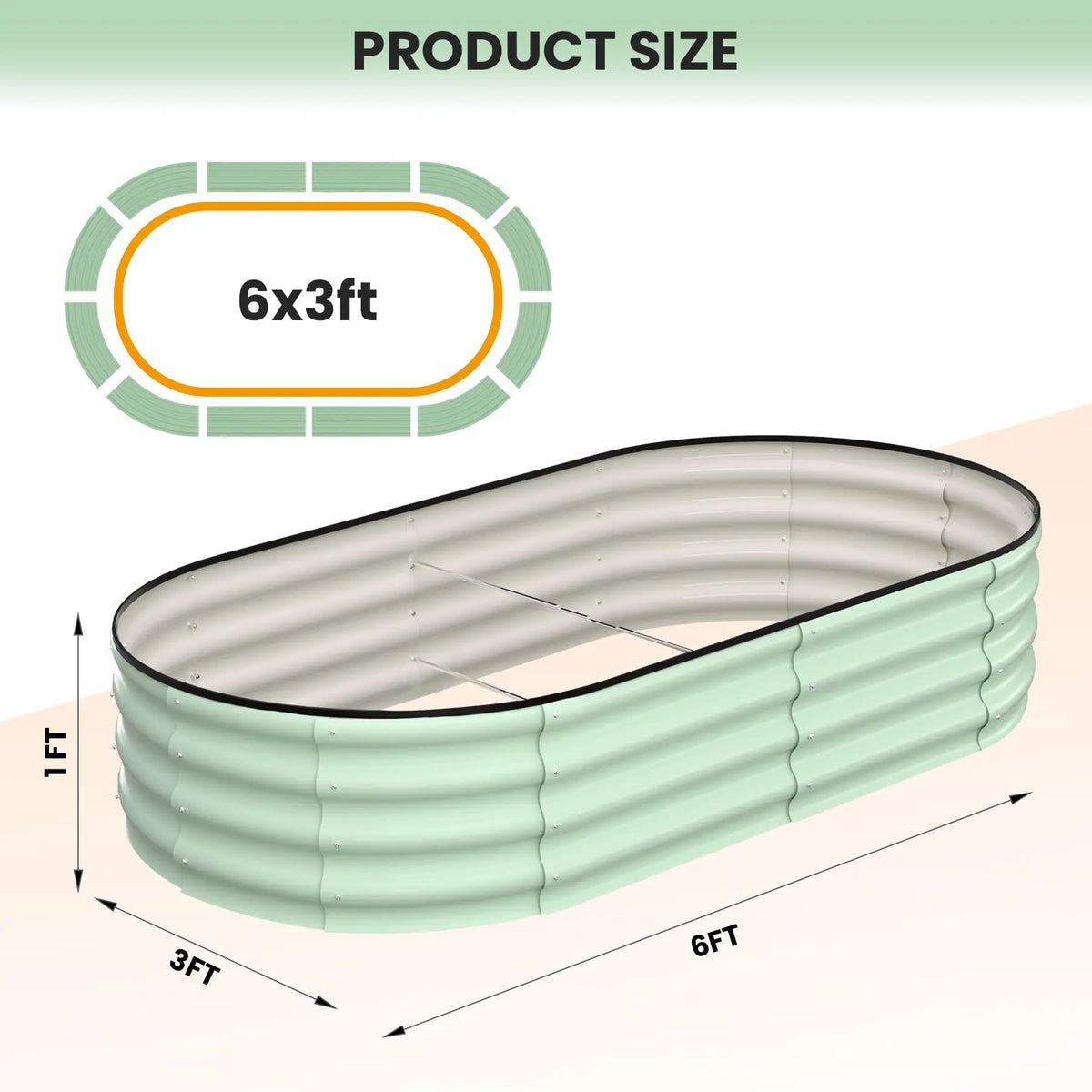 HiMISS 2 Pack Galvanized Steel Oval Raised Garden Bed Planters