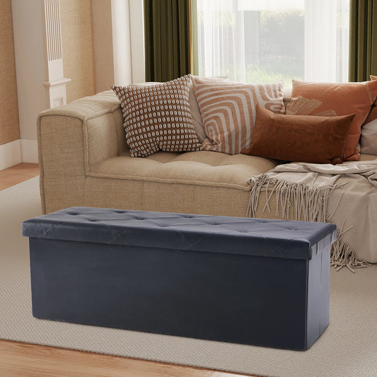 JHK Heavy Duty Synthetic Leather Storage Ottoman Footrest Bed Bench
