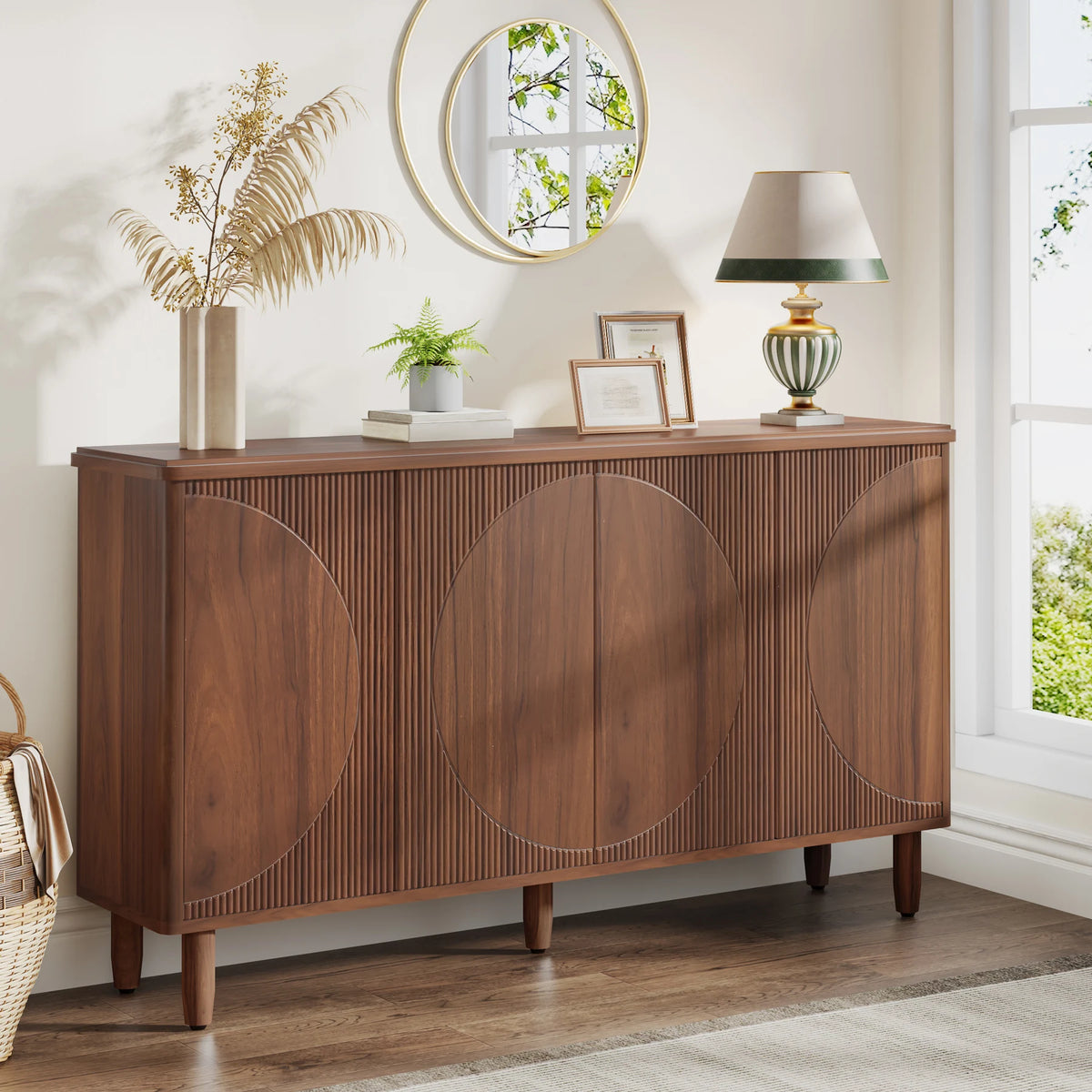 Tribesigns Modern Wood Buffet Cabinet With Storage And Double Doors